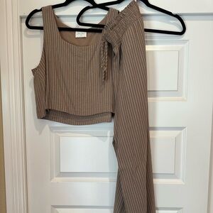 Striped Brown Women's Jumpsuit